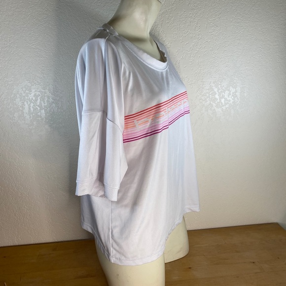 Bebe Sport Womans XL White Slinky T-Shirt Short Sleeve Crop Over-Sized Top - Picture 5 of 9